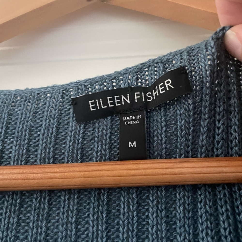 Eileen Fisher Silk Linen Melange Waterfall Cardigan Draped - Picture 4 of 7
